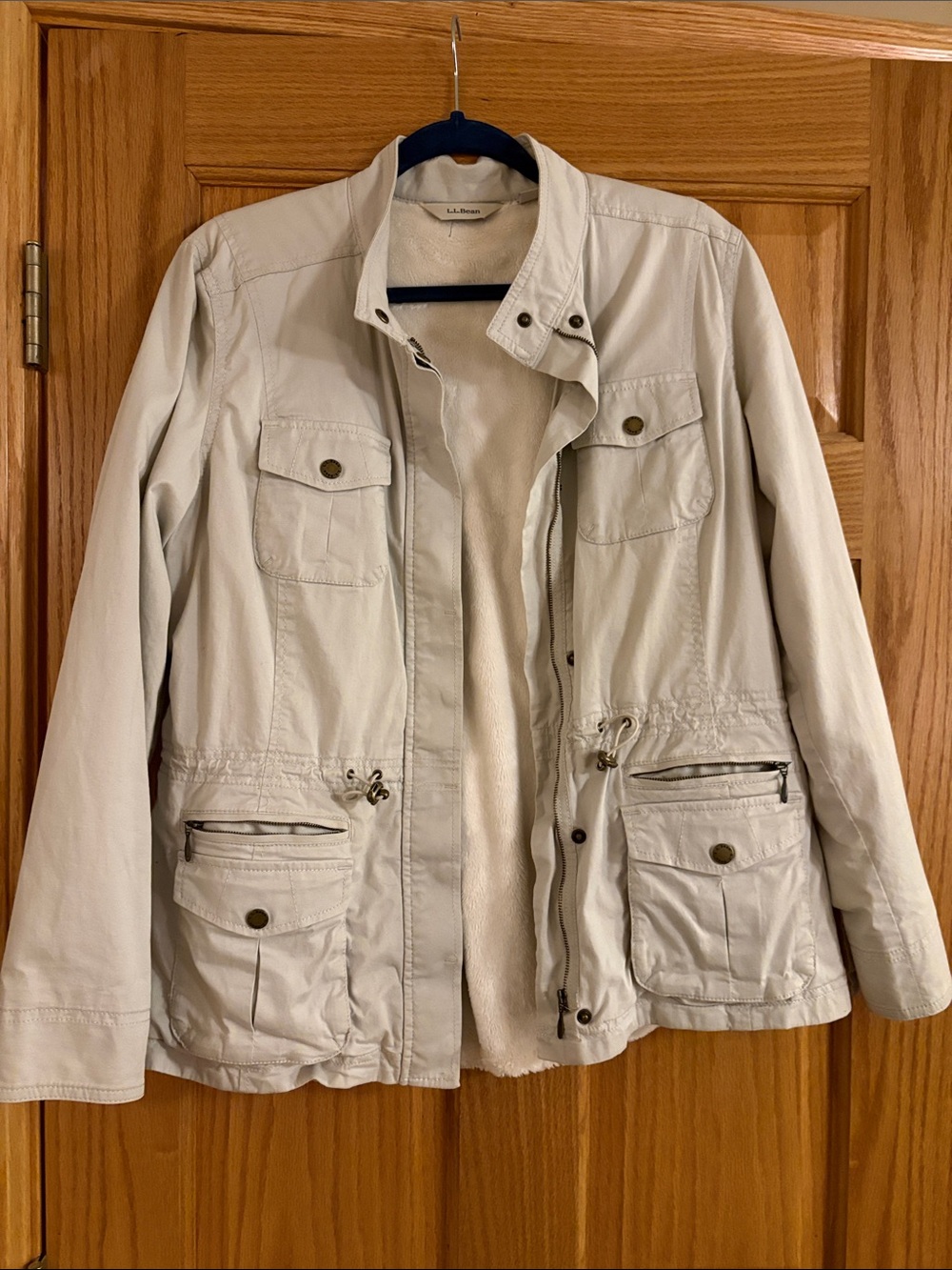 L.L. Bean Cream Utility Jacket with Sherpa Lining